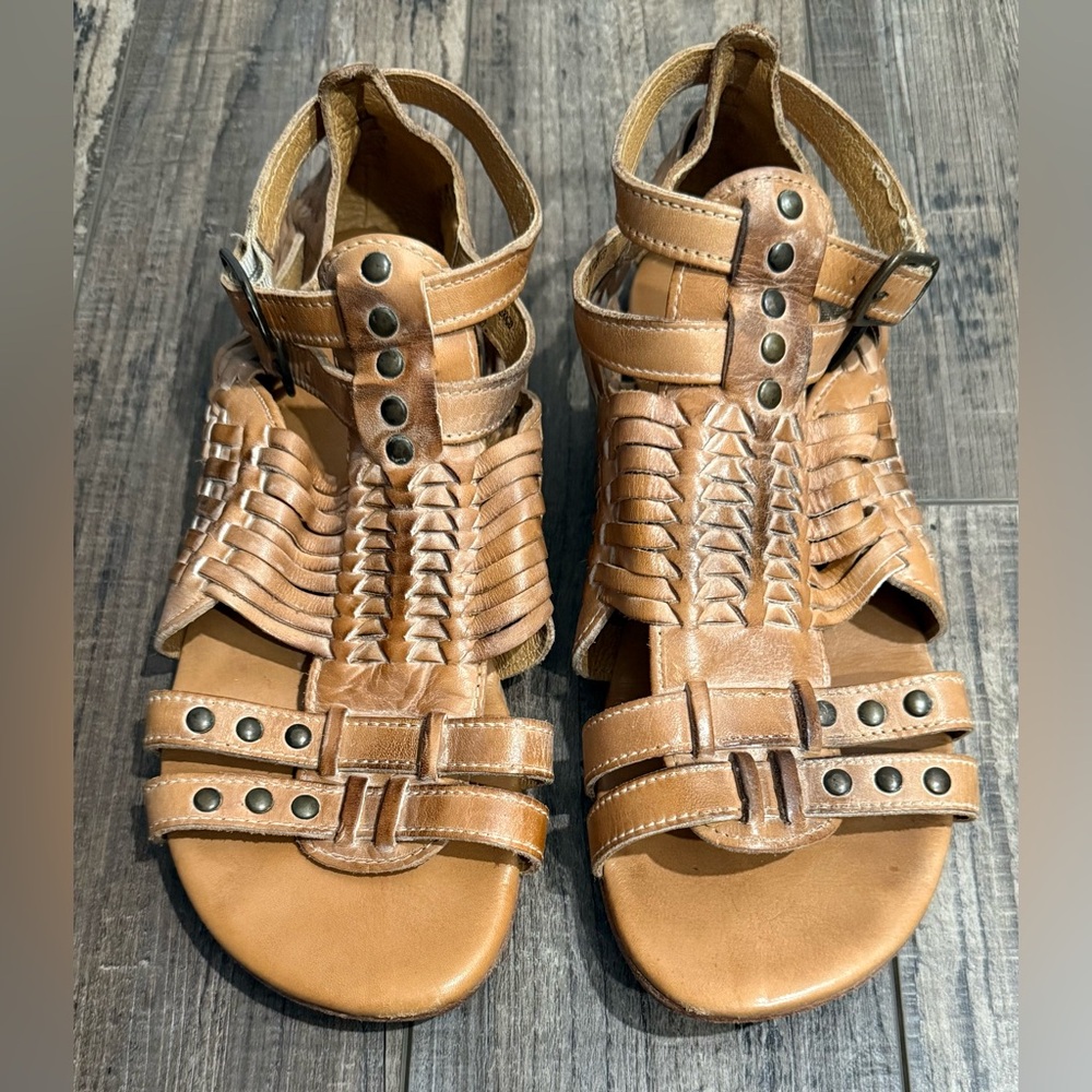 Bed Stu Claire III Tan Leather Huarache Sandals 10 - Picture 4 of 8